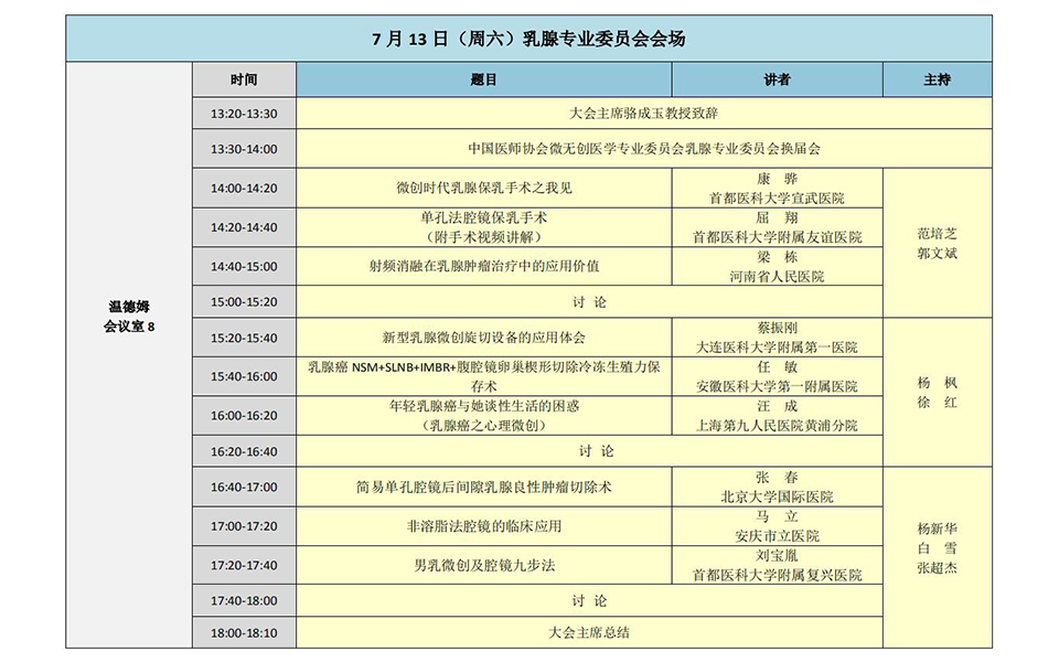 2019中国医师协会微无创医学专业委员会年会中华预防医学会生殖健康分会学术交流会第四届国际微无创医学长江高峰论坛会议议程