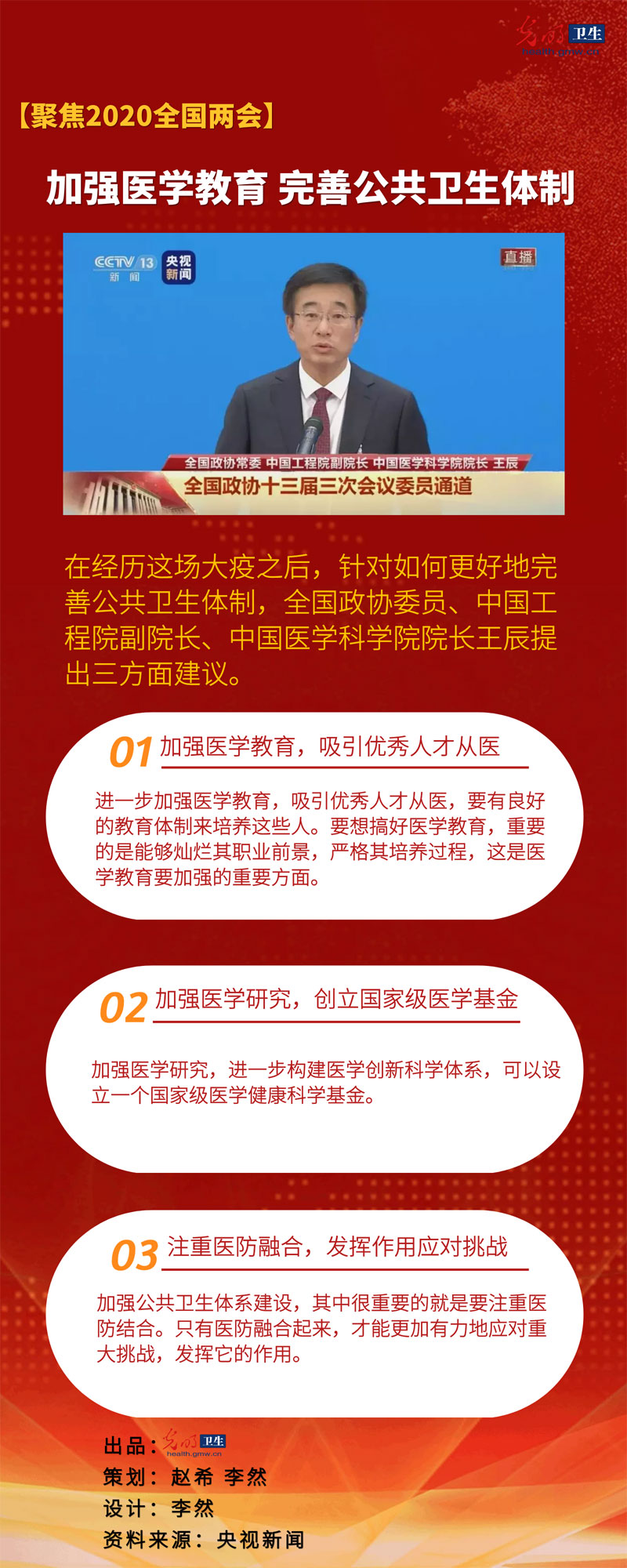 【聚焦2020全国两会】王辰委员：加强医学教育 完善公共卫生体制