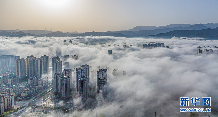 一城山色半城雾 重庆晨雾绕城似梦幻“海景”