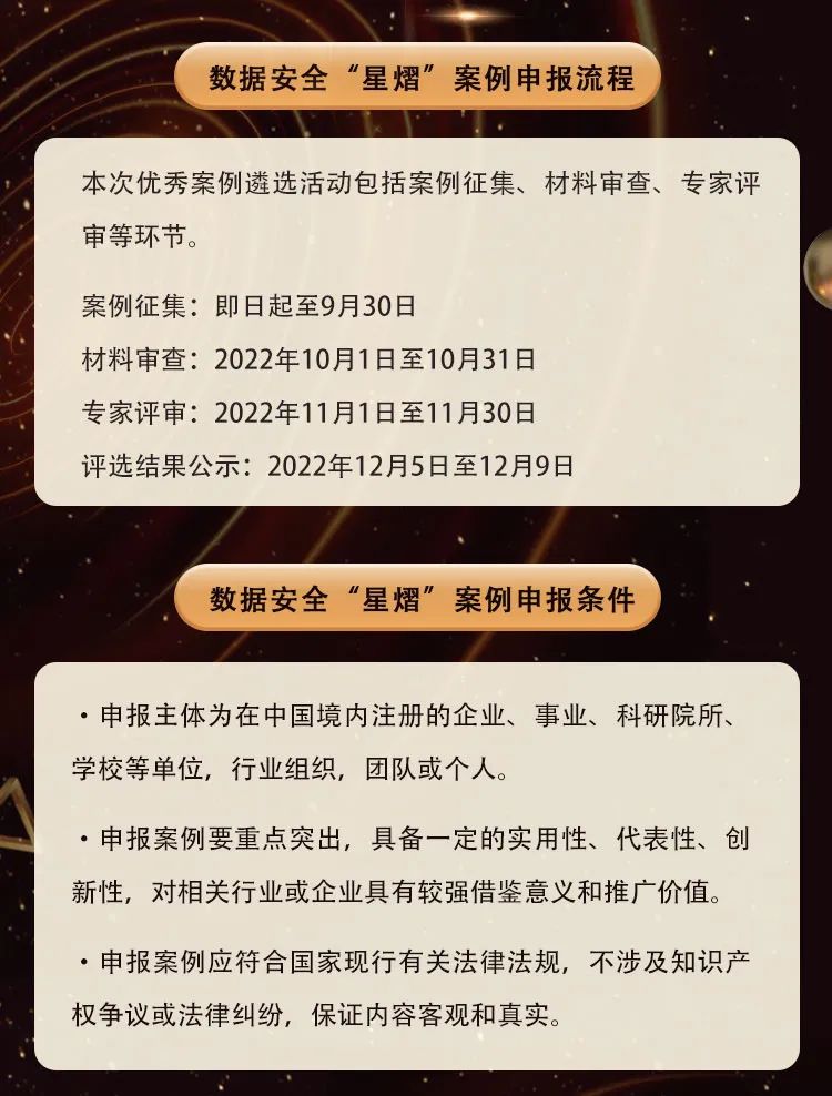 数据安全“星熠”案例征集活动正在进行中，快来参与吧！